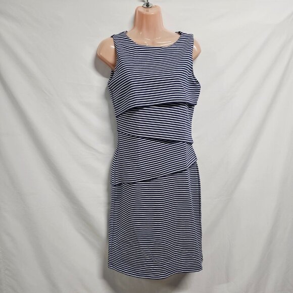 J McLaughlin Nicola Striped Sleeveless Layered Dress Women Size S Blue - Picture 7 of 15